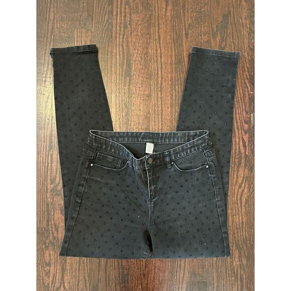 Vintage Cache Black Studded Jeans with Zipper Ankles Size 5 - Picture 1 of 14
